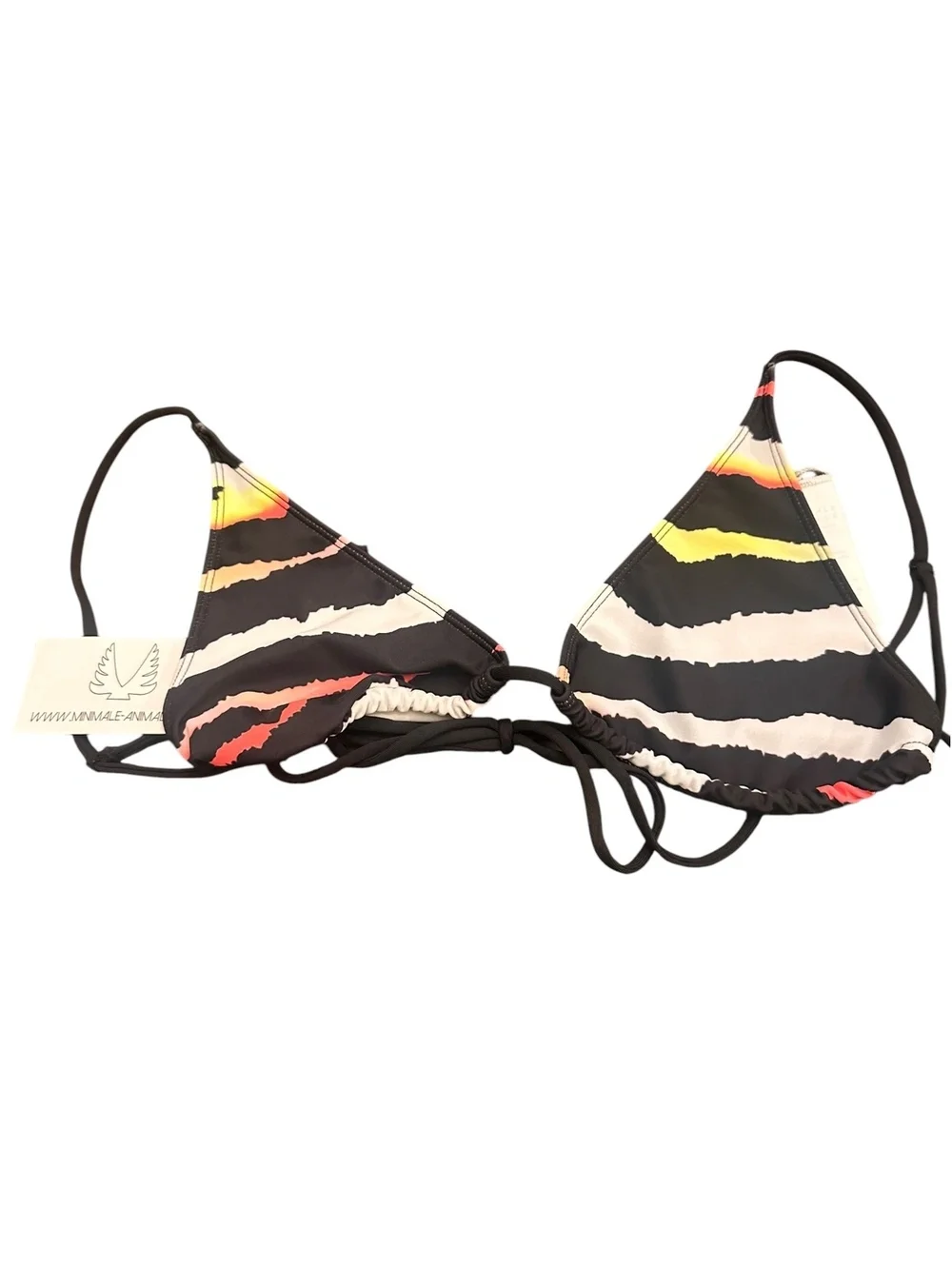 NWT minimale animale triangle bikini top acid tiger XL